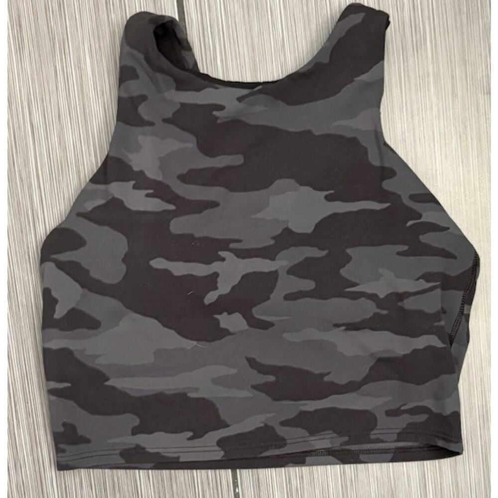 Athleta Black Camo Printed Conscious Printed Crop Top Sports Bra Size XS